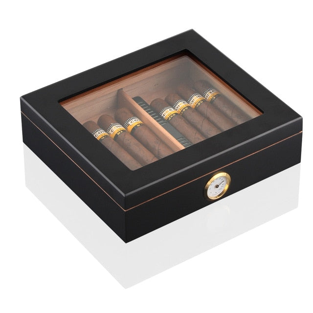 Cedar Wood Cigar Humidor w/ Hygrometer Humidifier