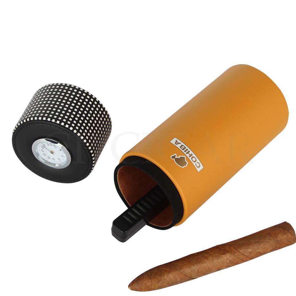 COHIBA Cigar Travel Humidor w/ Humidor Hygrometer
