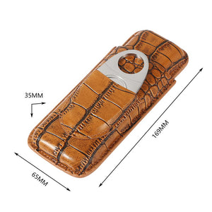 GALINER Leather Travel Cigar Case w/ Cigar Cutter & Gift Box