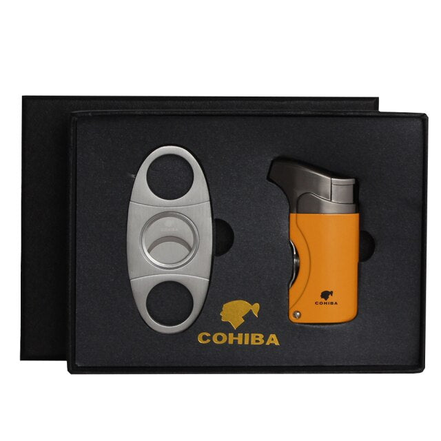COHIBA Cigar Torch Lighter w/ Cutter Gift Set