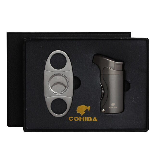 COHIBA Cigar Torch Lighter w/ Cutter Gift Set