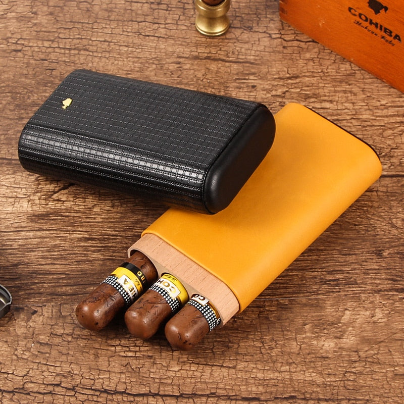COHIBA Leather Cigar Case w/ Cedar Wood Humidor