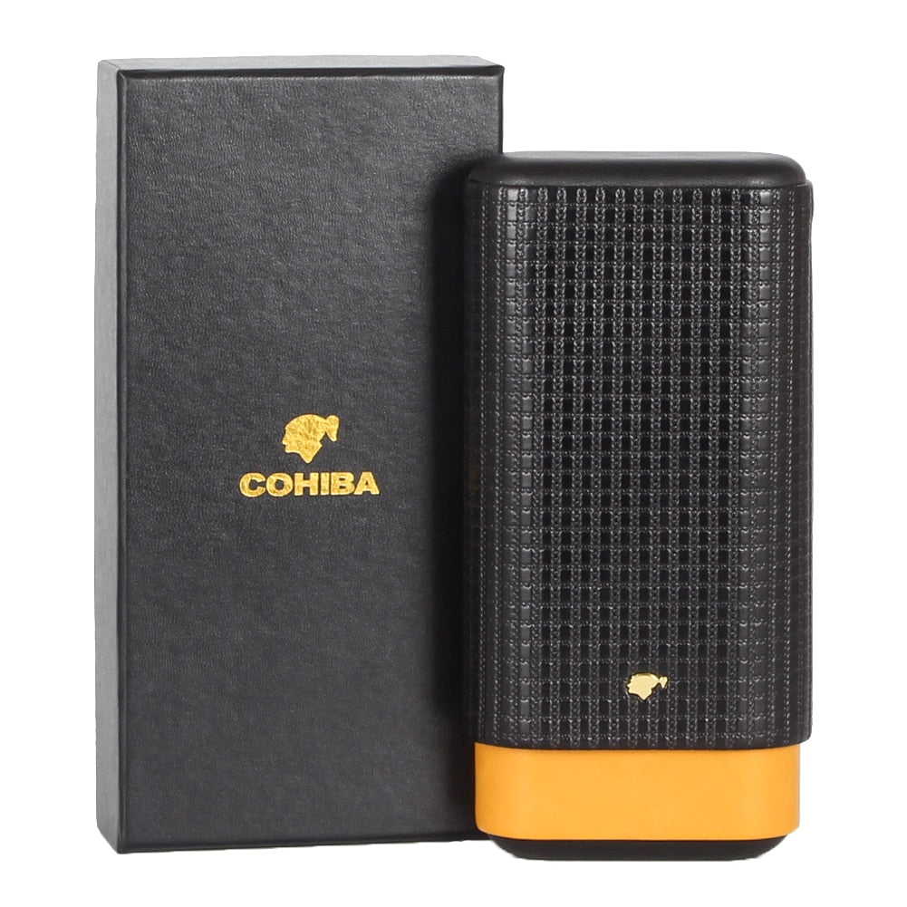 COHIBA Leather Cigar Case w/ Cedar Wood Humidor