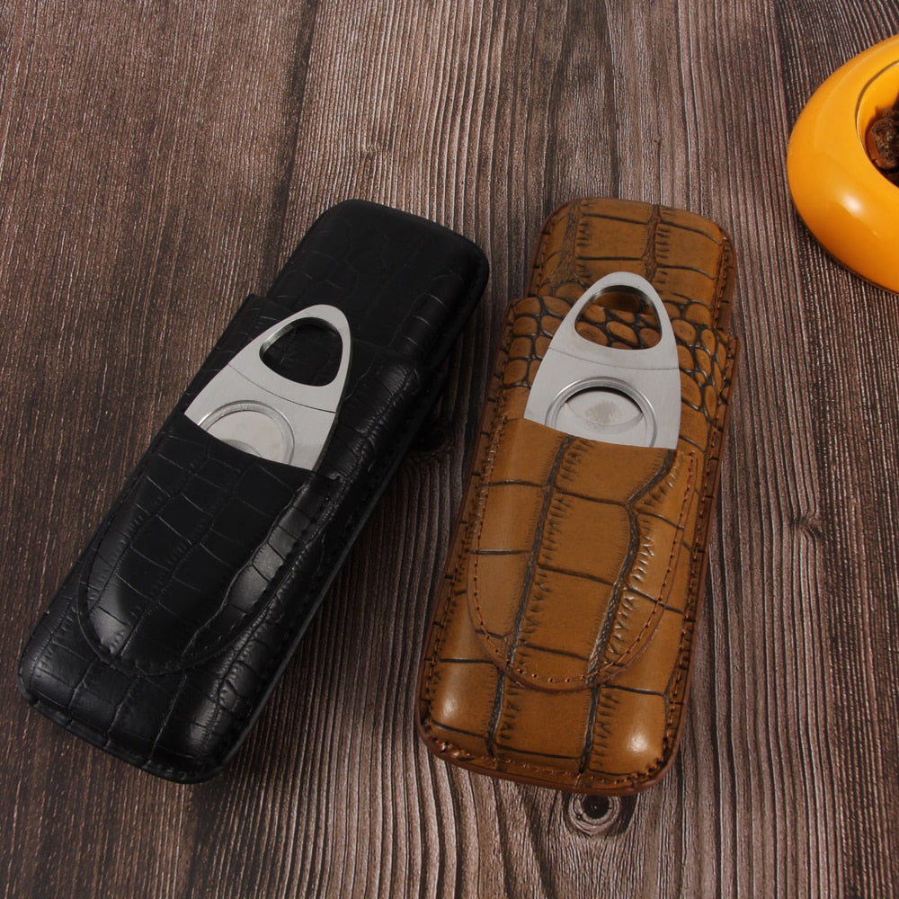 GALINER Leather Travel Cigar Case w/ Cigar Cutter & Gift Box – Cigar Nation